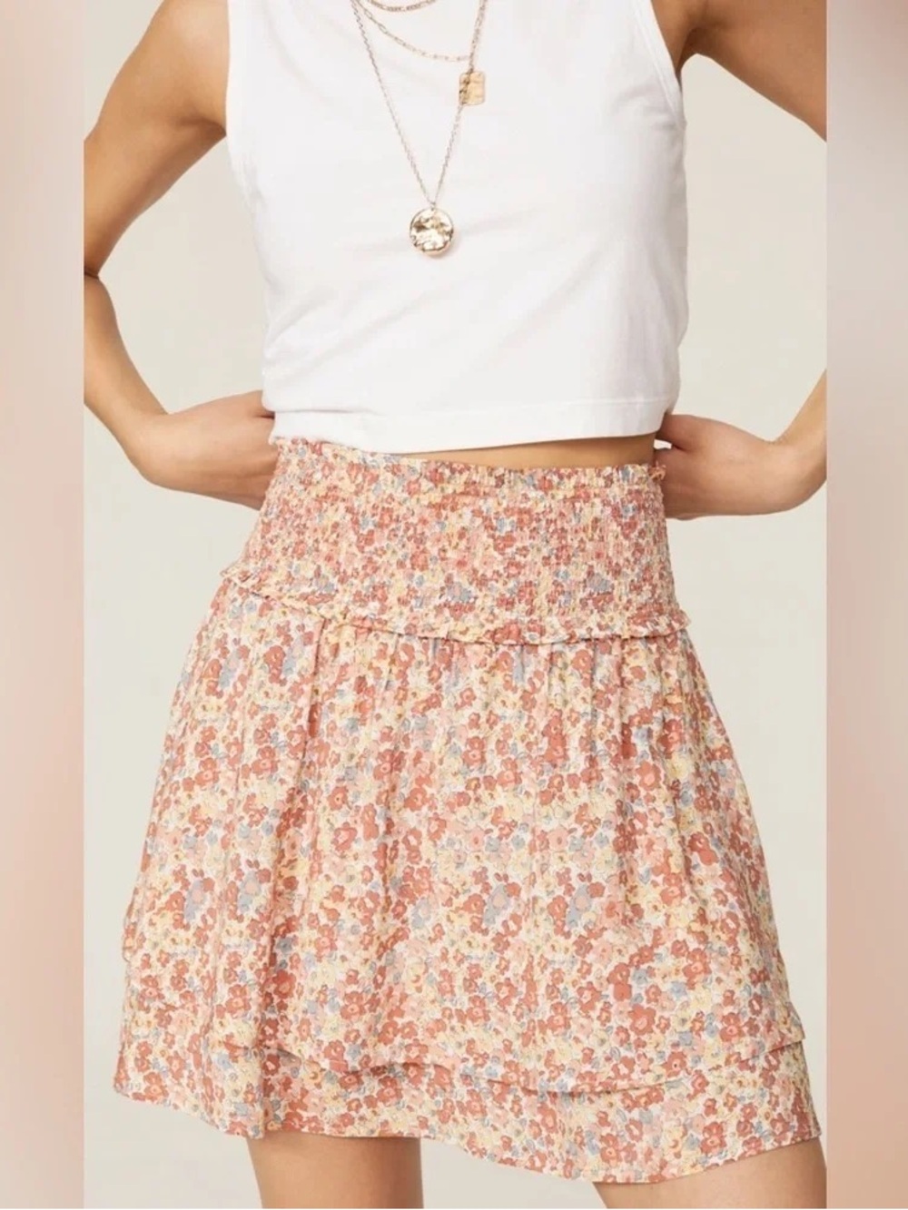 Rails Addison Multi Wildflower Smocked Mini Skirt, M